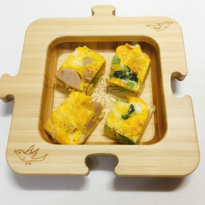 小松菜入り 離乳食 簡単手づかみ オムレツもどき